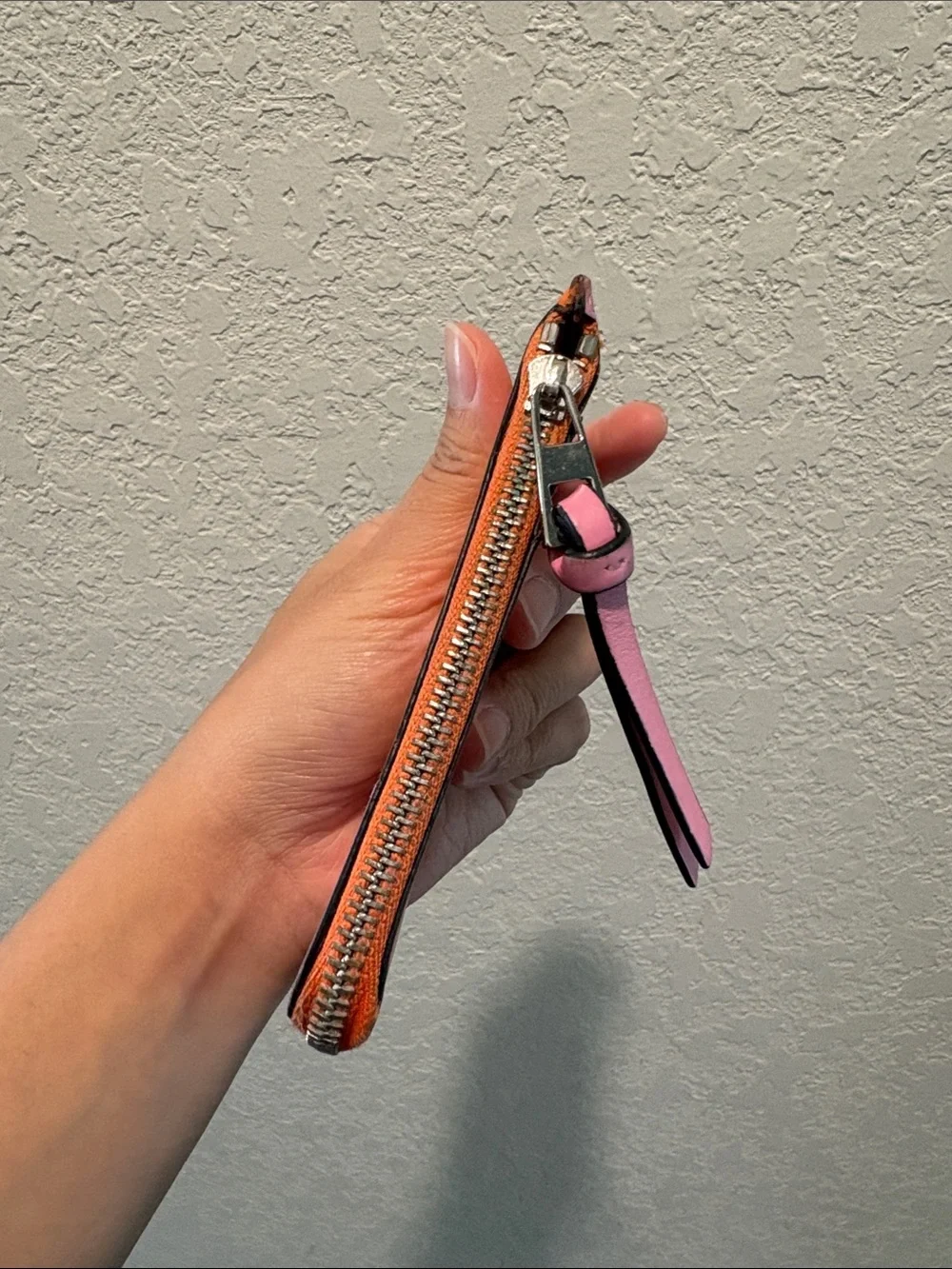 Sold Loewe Orange and Pink Zip Wallet Card Holder
